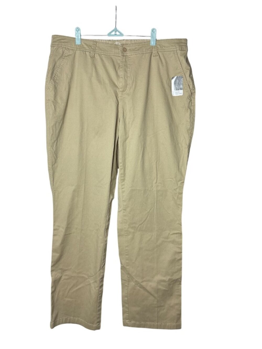 St John's Bay Womens Plus Size Straight Leg Pants 18W Mid Rise Biscotti Tan New